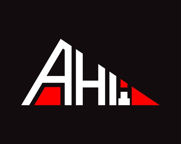 Diseño del logotipo de la letra AHI de forma triangular