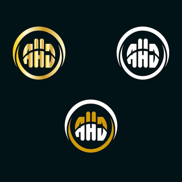 Diseño del logotipo de la letra AHJ con círculo
