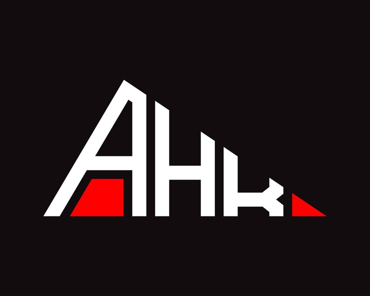 Vector diseño del logotipo de la letra ahk en forma de triángulo