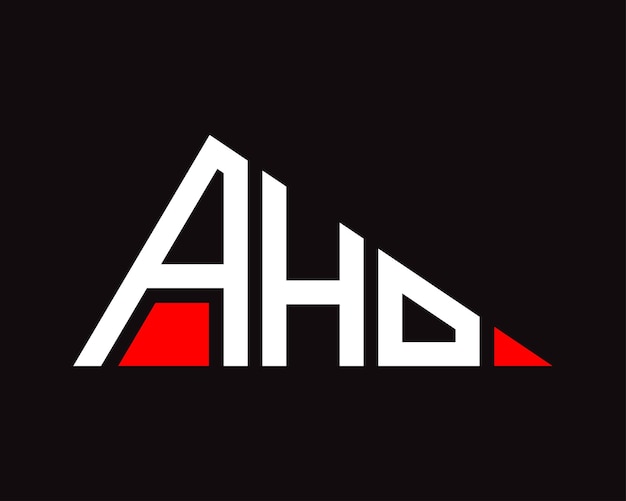 Diseño del logotipo de la letra AHO en forma de triángulo