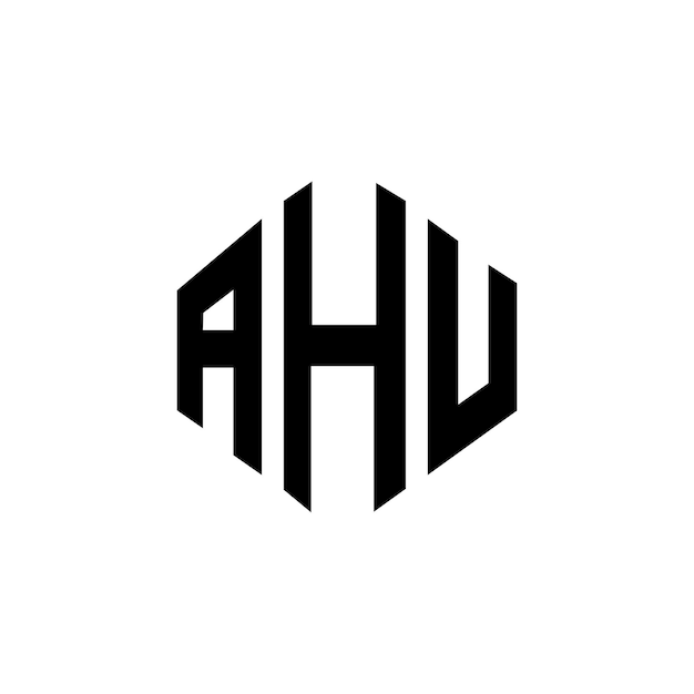Diseño del logotipo de la letra AHU con forma de polígono AHU diseño del logotipo en forma de póligono y cubo AHU hexágono modelo de logotipo vectorial colores blanco y negro AHU monograma negocio y logotipo de bienes raíces
