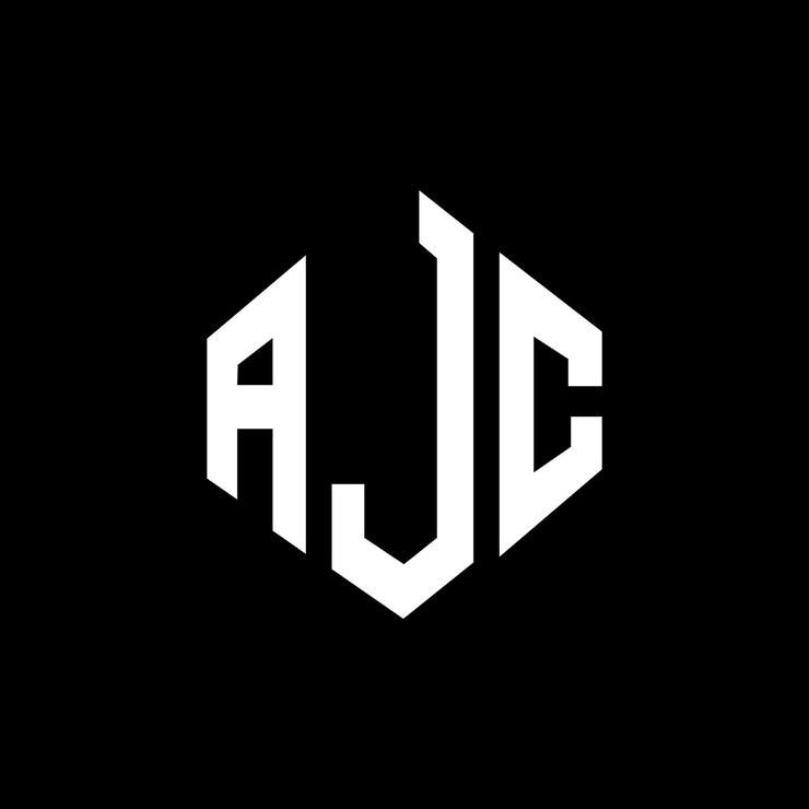 Vector el diseño del logotipo de la letra ajc con forma de polígono ajc polígono y forma de cubo ajc hexágono modelo de logotipo vectorial de colores blanco y negro ajc monograma de negocios y logotipo de bienes raíces