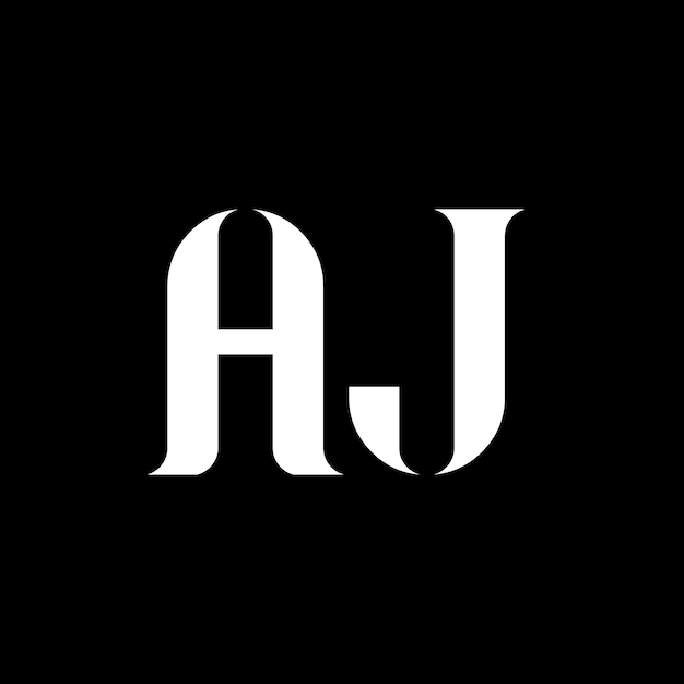 El diseño del logotipo de la letra AJJ: letra inicial AJ, círculo vinculado, monograma en mayúsculas, logotipo de color blanco AJ, logotipo AJ, diseño AJ, A, J, X, Y.