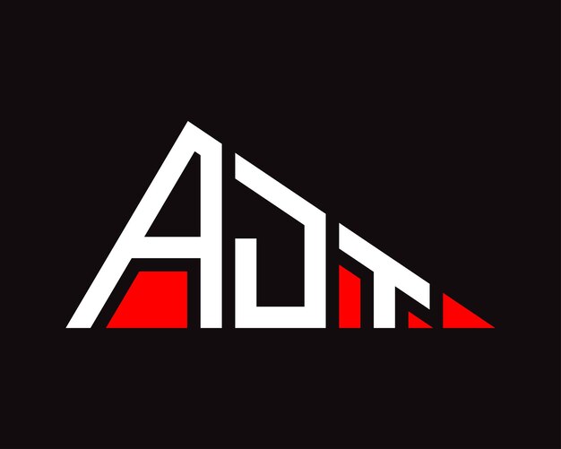 Diseño del logotipo de la letra AJT de forma triangular