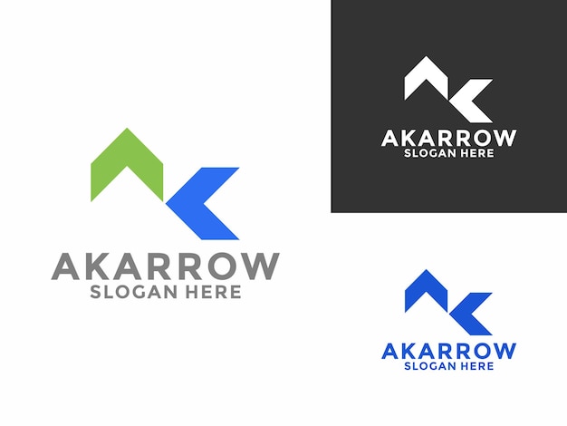 Diseño del logotipo de la letra AK y la flecha Diseño creativo Tecnología Fintech Crecimiento de flecha y aumento de símbolos Vector de icono del logotipo