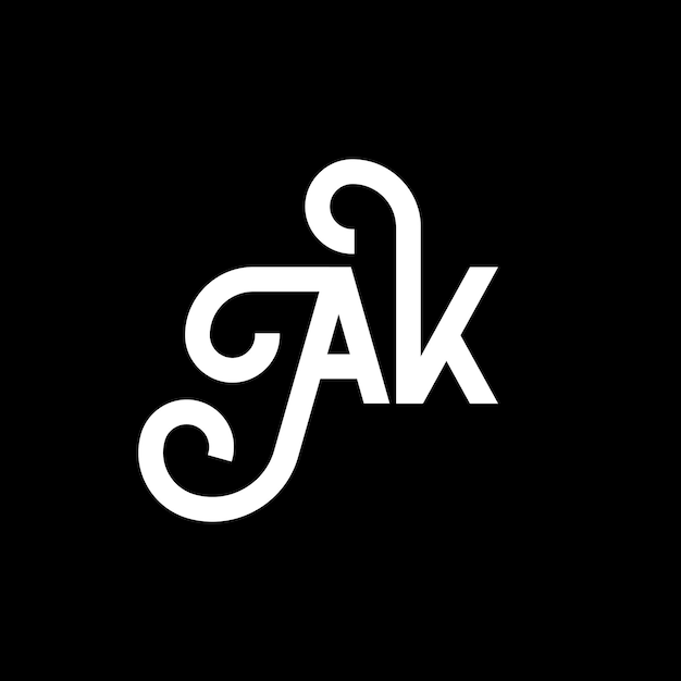 El diseño del logotipo de la letra AK en fondo negro AK iniciales creativas concepto de la letra logotipo ak diseño de íconos AK diseño de icono de letra blanca en fondo negro A K