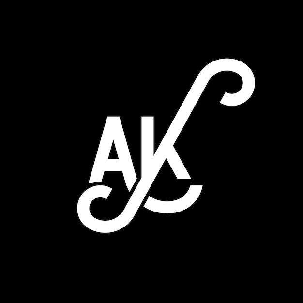 El diseño del logotipo de la letra AK en fondo negro AK iniciales creativas concepto de la letra logotipo ak diseño de íconos AK diseño de icono de letra blanca en fondo negro A K