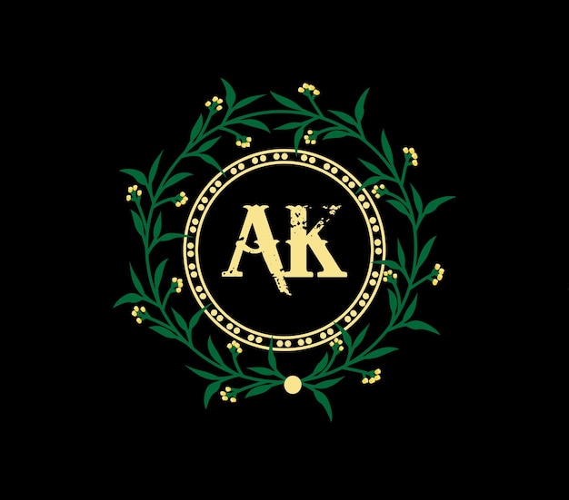 Diseño de logotipo de letra AK con forma de círculo Diseño de logotipo AK con un diseño único y simple