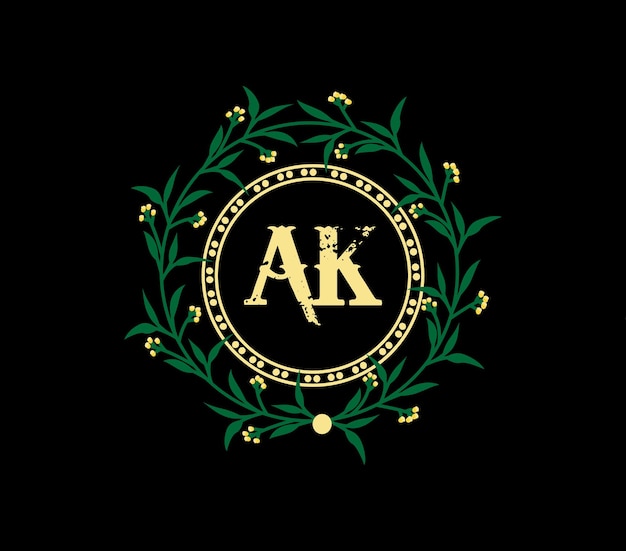 Diseño de logotipo de letra AK con forma de círculo Diseño de logotipo AK con diseño único y simple