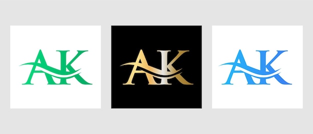 Vector diseño del logotipo de la letra ak. plantilla de vector de logotipo ak