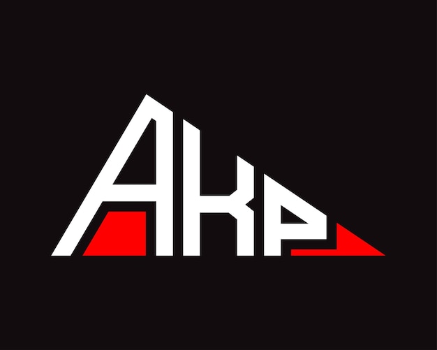 Diseño del logotipo de la letra AKP en forma de triángulo