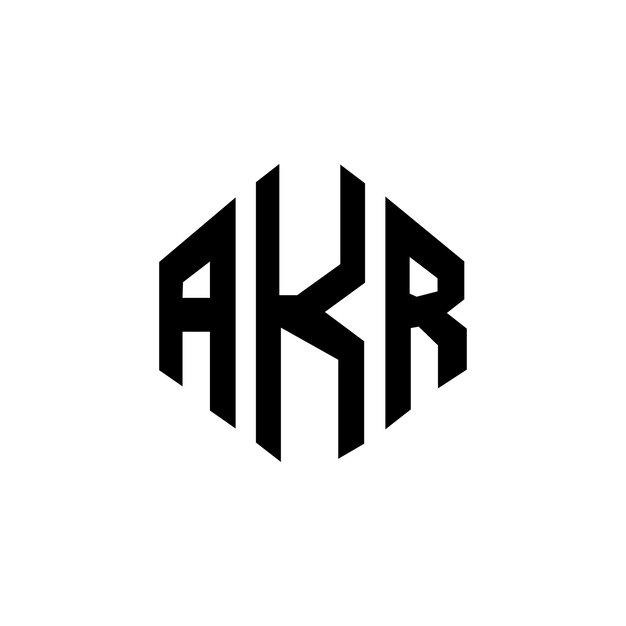 Diseño del logotipo de la letra AKR con forma de polígono AKR polígono y forma de cubo diseño del logotipo AKR hexágono modelo de logotipo vectorial colores blanco y negro AKR monograma negocio y logotipo de bienes raíces