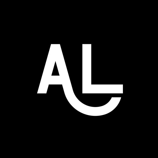 El diseño del logotipo de la letra AL en fondo negro AL iniciales creativas concepto de la letra logotipo al diseño del icono AL diseño de icono de la letra blanca en fondo negro A L