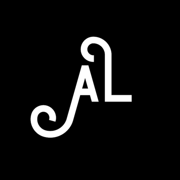 El diseño del logotipo de la letra AL en fondo negro AL iniciales creativas concepto de la letra logotipo al diseño del icono AL diseño de icono de la letra blanca en fondo negro A L