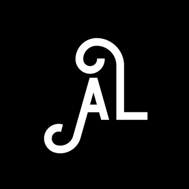 El diseño del logotipo de la letra AL en fondo negro AL iniciales creativas concepto de la letra logotipo al diseño del icono AL diseño de icono de la letra blanca en fondo negro A L