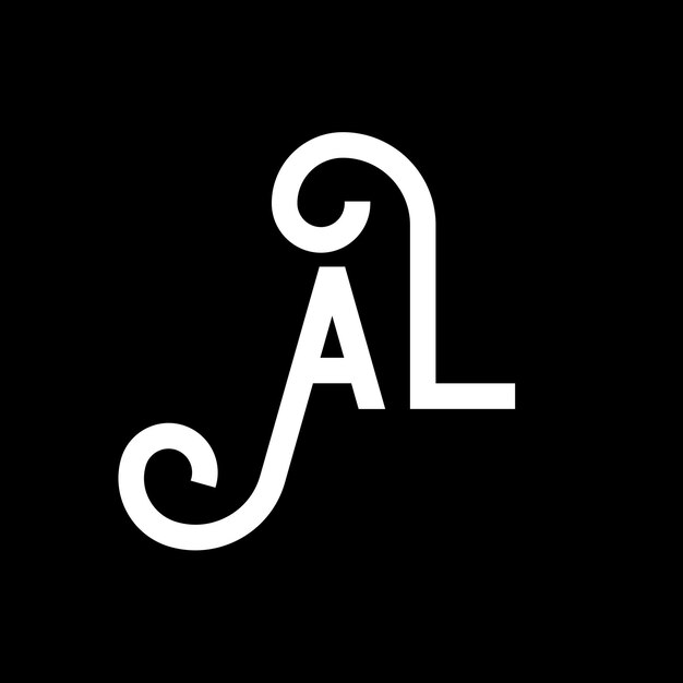 El diseño del logotipo de la letra AL en fondo negro AL iniciales creativas concepto de la letra logotipo al diseño del icono AL diseño de icono de la letra blanca en fondo negro A L