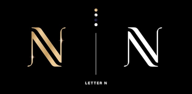 Diseño de logotipo de letra del alfabeto dorado N para empresa Adecuado para campañas de negocios de lujo