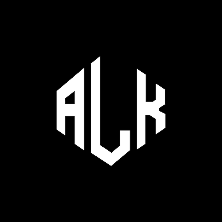 Vector diseño del logotipo de la letra alk con forma de polígono alk diseño del logotipo en forma de póligono y cubo alk hexágono modelo de logotipo vectorial colores blanco y negro alk monograma logotipo de negocios y bienes raíces
