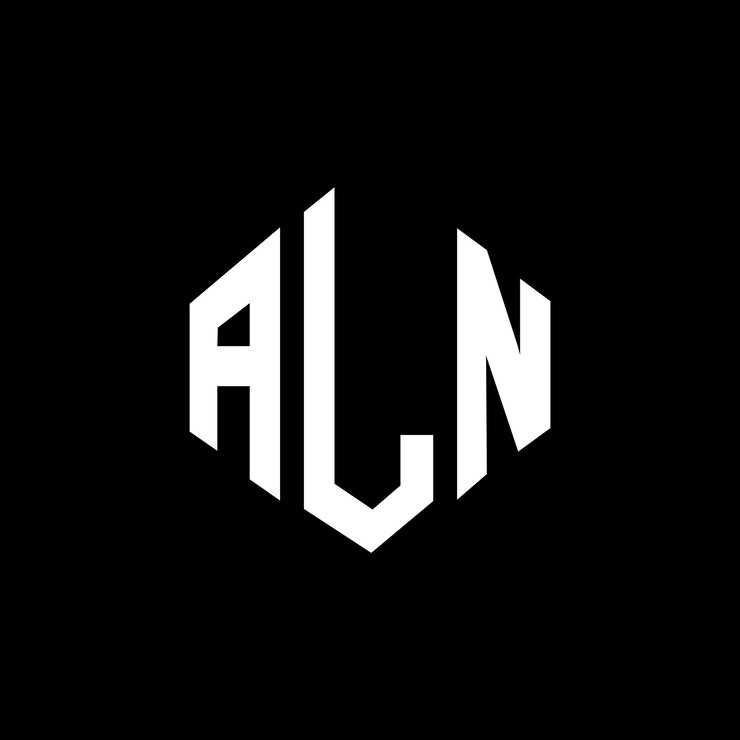Vector diseño del logotipo de la letra aln con forma de polígono aln diseño del logotipo en forma de poligono y cubo aln hexágono patrón del logotipo vectorial colores blanco y negro aln monograma logotipo de negocios y bienes raíces