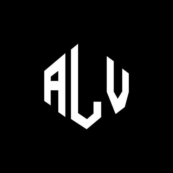 Vector diseño del logotipo de la letra alv con forma de polígono alv diseño del logotipo en forma de póligono y cubo alv hexágono modelo de logotipo vectorial colores blanco y negro alv monograma de negocios y logotipo inmobiliario