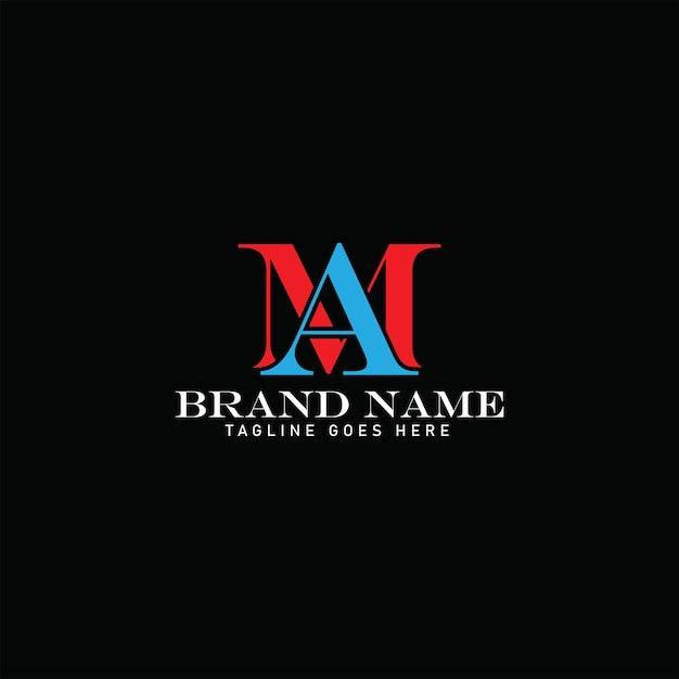 Diseño del logotipo de la letra AM en AM iniciales creativas concepto del logotipo de la letra AM diseño del icono A M
