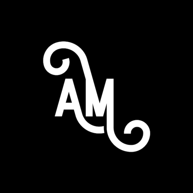 Diseño de logotipo de letra AM en fondo negro AM iniciales creativas concepto de logotipio de letra AM diseño de icono AM diseño de ícono de letra blanca en fondo negro A M