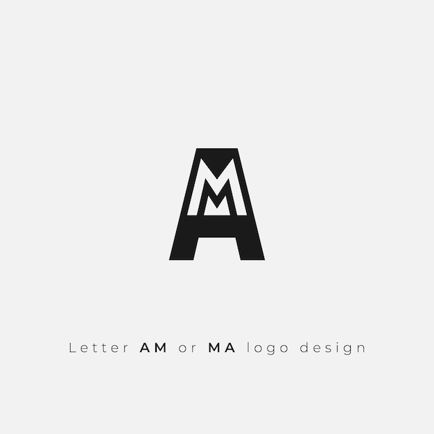 Vector diseño del logotipo de la letra am o ma diseño de icono simple y limpio