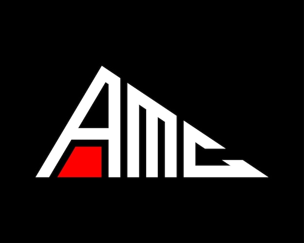 Diseño del logotipo de la letra AMC en forma de triángulo