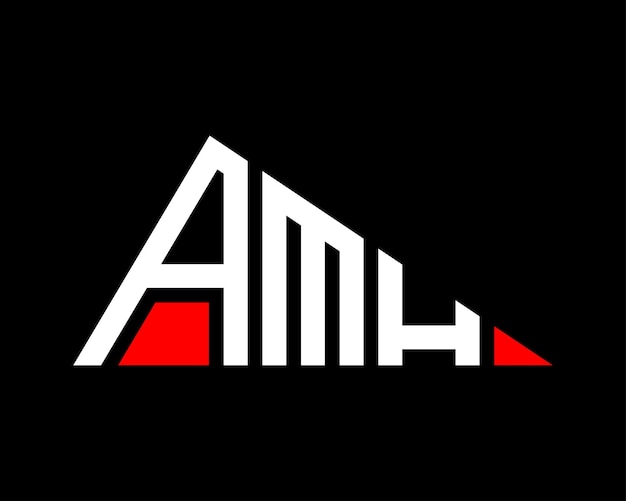 Diseño del logotipo de la letra AMH de forma triangular