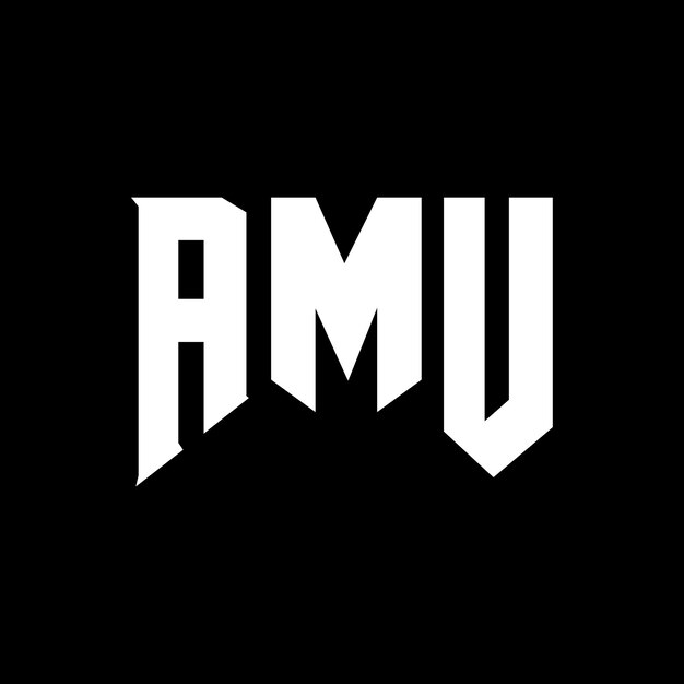 Diseño de logotipo de letra AMU para una empresa de tecnología Diseño del logotipo AMU Combinación de colores blanco y negro Logotipo AMU Vector AMU Diseño del icono AMU Alfabeto AMU Tipo de diseño del logotipo