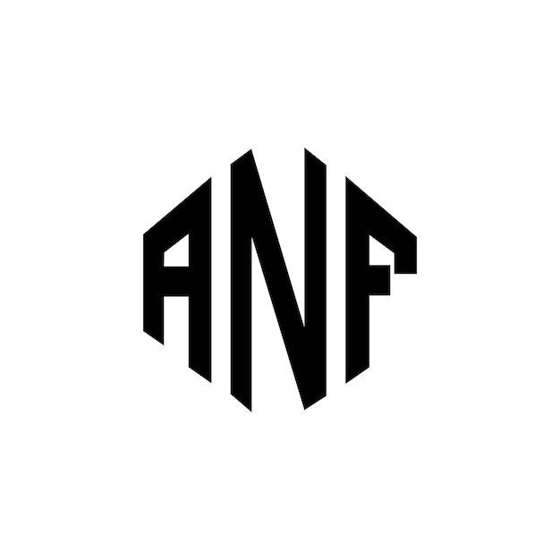 Diseño del logotipo de la letra ANF con forma de polígono ANF diseño del logotipo en forma de póligono y cubo ANF hexágono modelo de logotipo vectorial colores blanco y negro ANF monograma logotipo de negocios e inmobiliario