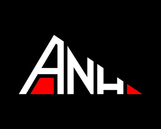 Diseño del logotipo de la letra ANH de forma triangular
