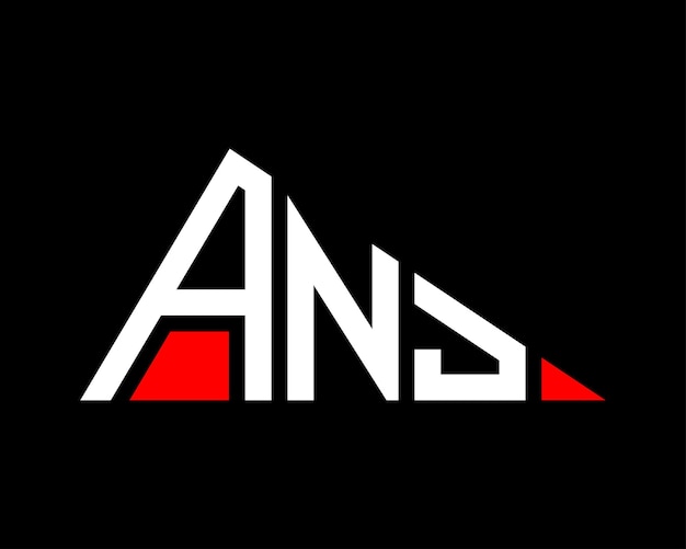 Diseño del logotipo de la letra ANJ de forma triangular