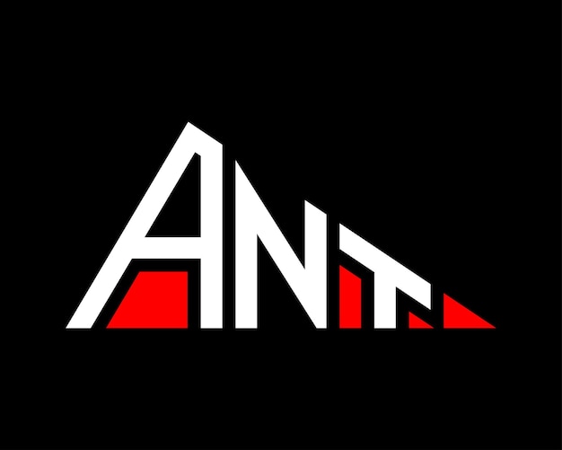Diseño del logotipo de la letra ANT de forma triangular