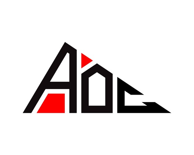 Diseño del logotipo de la letra AOC en forma de triángulo