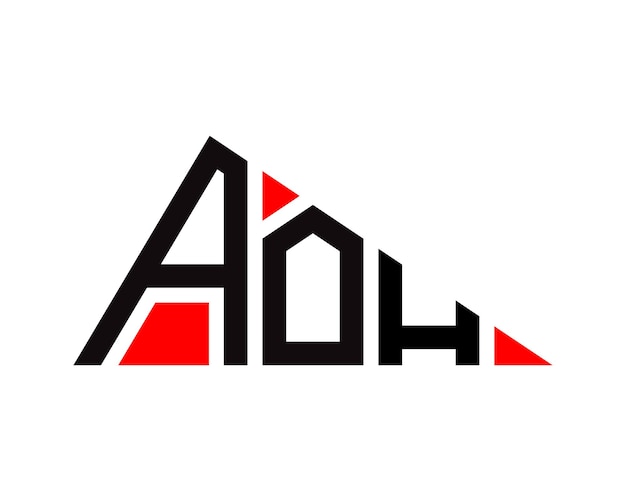 Diseño del logotipo de la letra AOH de forma triangular