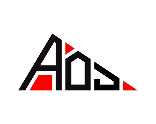 Diseño del logotipo de la letra AOJ en forma de triángulo