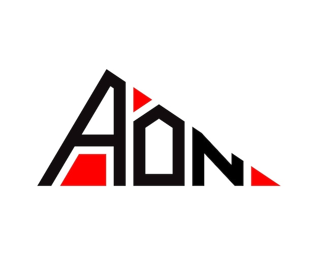 Diseño del logotipo de la letra AON de forma triangular