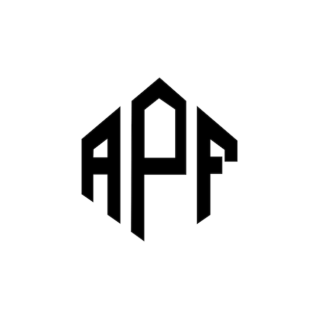 Diseño de logotipo de letra APF con forma de polígono APF polígono y forma de cubo diseño de logotipo APF hexágono patrón de logotipo vectorial colores blanco y negro APF monograma negocio y logotipo de bienes raíces