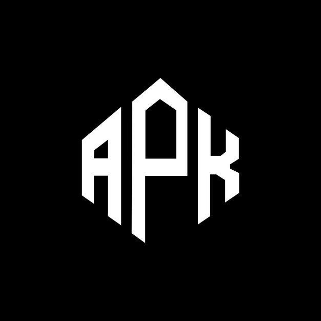 Diseño de logotipo de letra APK con forma de polígono APK poligono y forma de cubo diseño de logotipo APK hexágono patrón de logotipo vectorial colores blanco y negro APK monograma logotipo de negocios y bienes raíces
