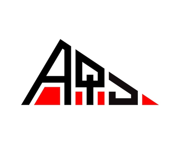 Diseño del logotipo de la letra AQJ de forma triangular