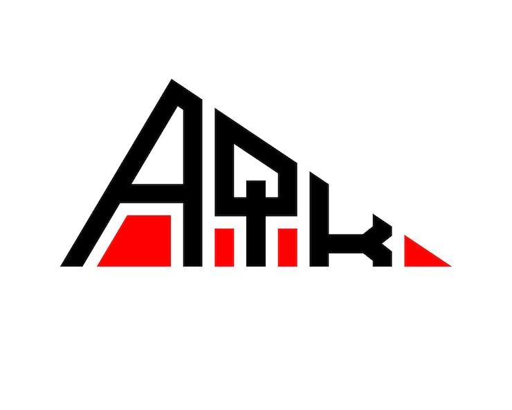 Vector diseño del logotipo de la letra aqk de forma triangular