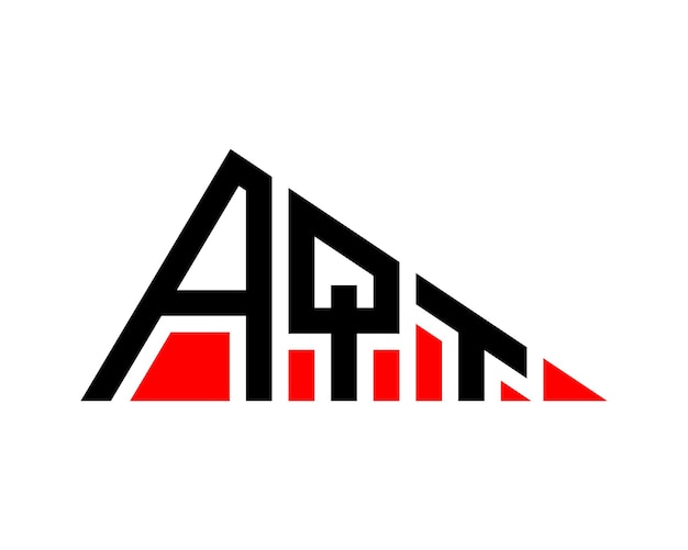 Diseño del logotipo de la letra AQT de forma triangular