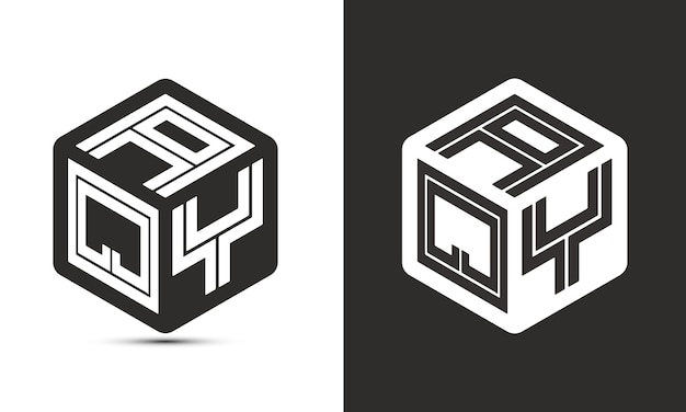 Diseño de logotipo de letra AQY con logotipo de cubo ilustrador logotipo vectorial estilo de superposición de fuente de alfabeto moderno