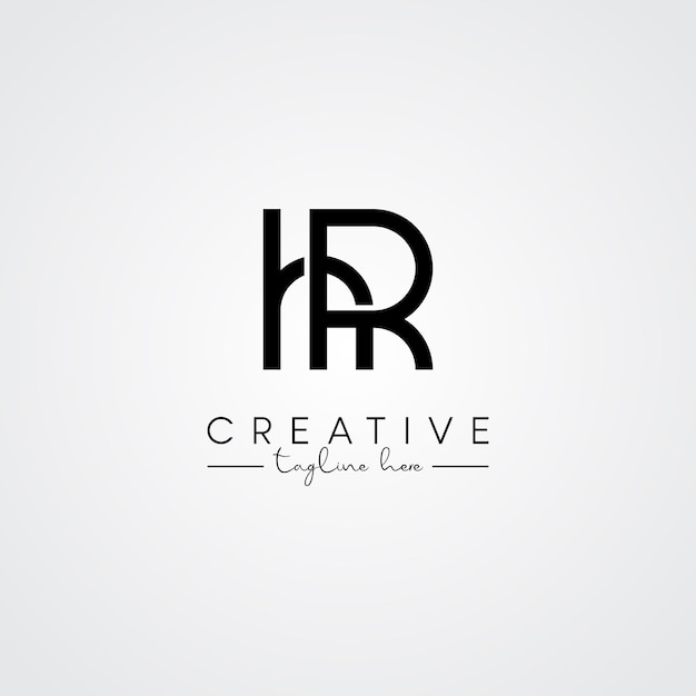 Diseño del logotipo de la letra artística única moderna HR RH Vector del logotipo basado en la letra inicial