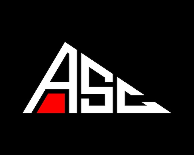 Diseño del logotipo de la letra ASC de forma triangular