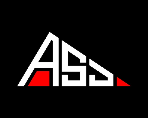 Diseño del logotipo de la letra ASJ de forma triangular