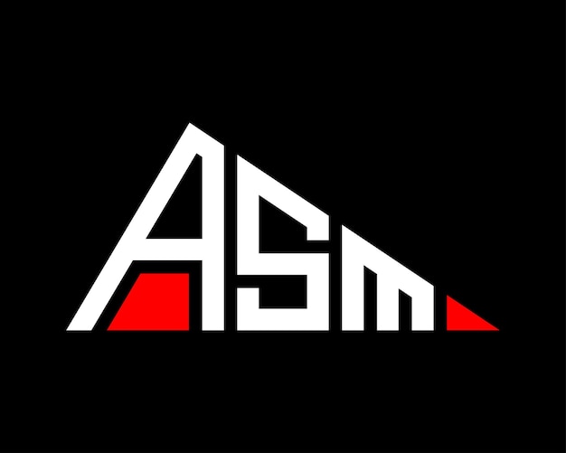 Diseño del logotipo de la letra ASM en forma de triángulo