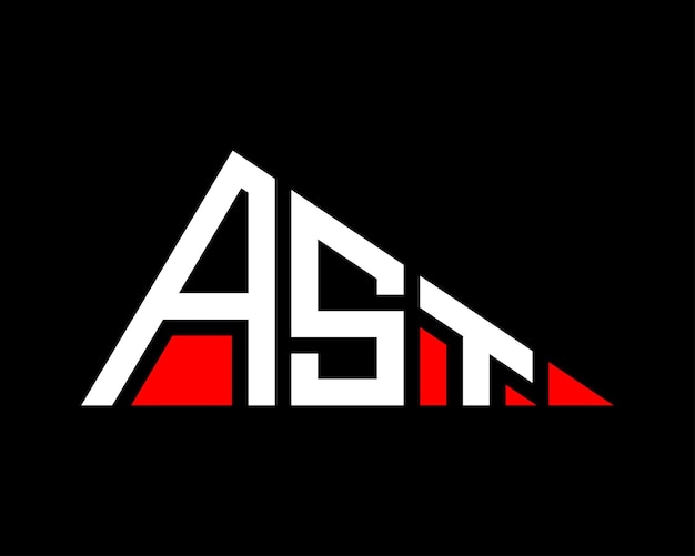 Diseño del logotipo de la letra AST de forma triangular
