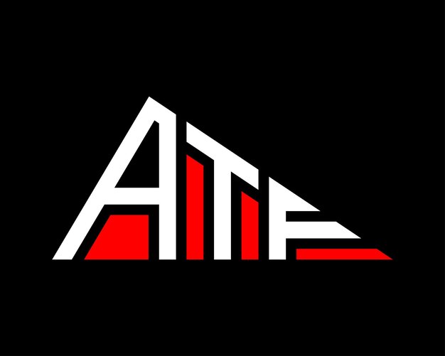 Diseño del logotipo de la letra ATF en forma de triángulo